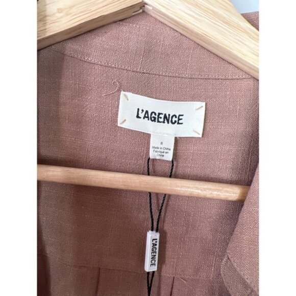 NWT L'agence Long Sleeve Wrap-Around Libbie Mini Dress Brown Ginger Snap Size: 8 - Picture 5 of 7